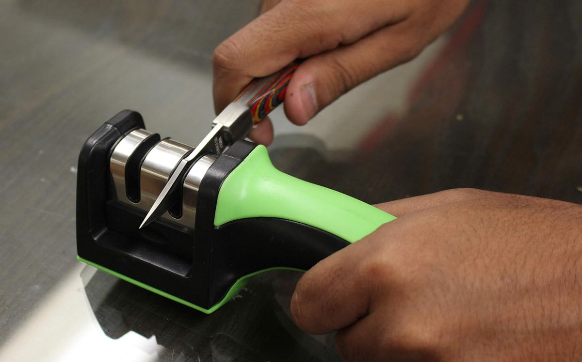 2-Step Knife Sharpener | Ergonomic Handle | Alloy Steel & Ceramic | Suitable for Knives & Scissors | 7½" x 2" x 2¼" | Lightweight & Durable Design