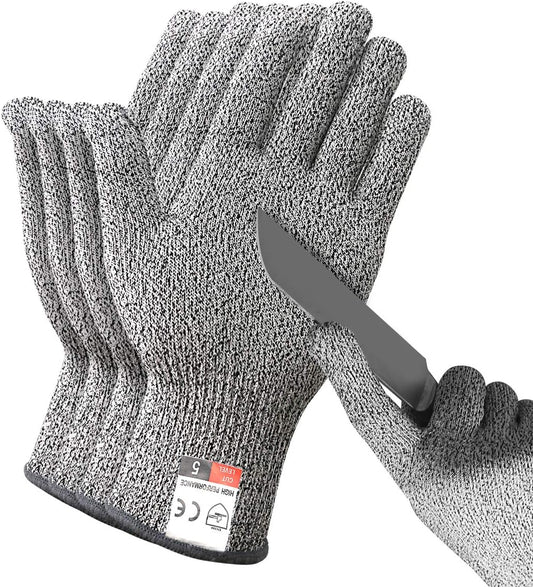 Cut Resistant Gloves, Level 5 Protection Safety Cutting Gloves, Kitchen Cuts Glove for Chef Oyster Shucking, Mandolin Slicing, Meat Cutting and Wood Carving(Large-2 Pairs)
