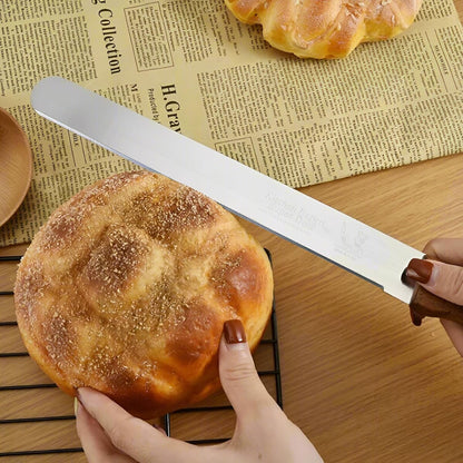 Bread Knife, Stainless Steel straight-edge Bread Knife for Homemade Bread, Cakes & Bagels, 10 Inch Kitchens Knifes Saw Breads Cutter, Bagel Sourdough Slicer Knifes with Wooden Handle