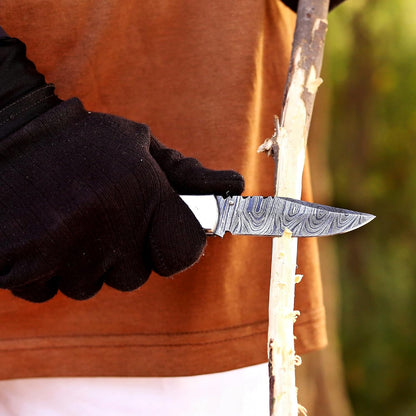 Handcrafted Damascus Steel Rus Lock Pocket Knife with, Traditional Folding Blade, Everyday carry, with leather sheath (Ram)