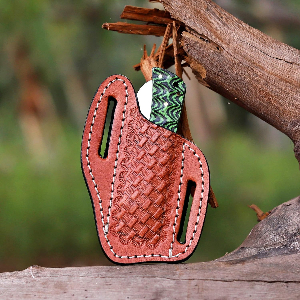 Handcrafted Damascus Steel Rus Lock Pocket Knife with, Traditional Folding Blade, Everyday carry, with leather sheath (Ram)