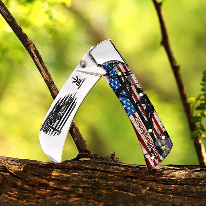 Handcrafted Damascus Steel Rus Lock Pocket Knife with, Traditional Folding Blade, Everyday carry, with leather sheath (Ram)
