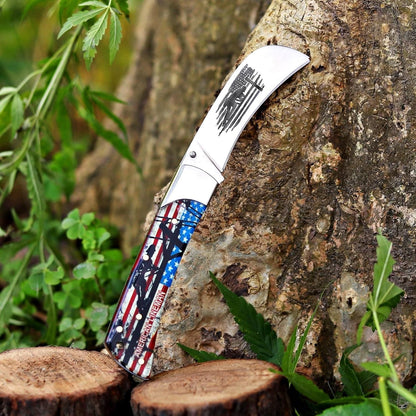 Handcrafted Damascus Steel Rus Lock Pocket Knife with, Traditional Folding Blade, Everyday carry, with leather sheath (Ram)
