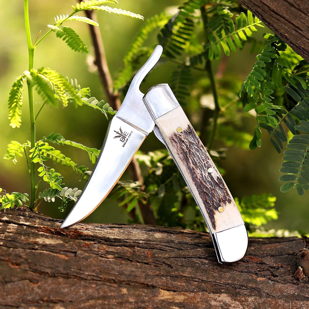 Handcrafted Damascus Steel Rus Lock Pocket Knife with, Traditional Folding Blade, Everyday carry, with leather sheath (Ram)