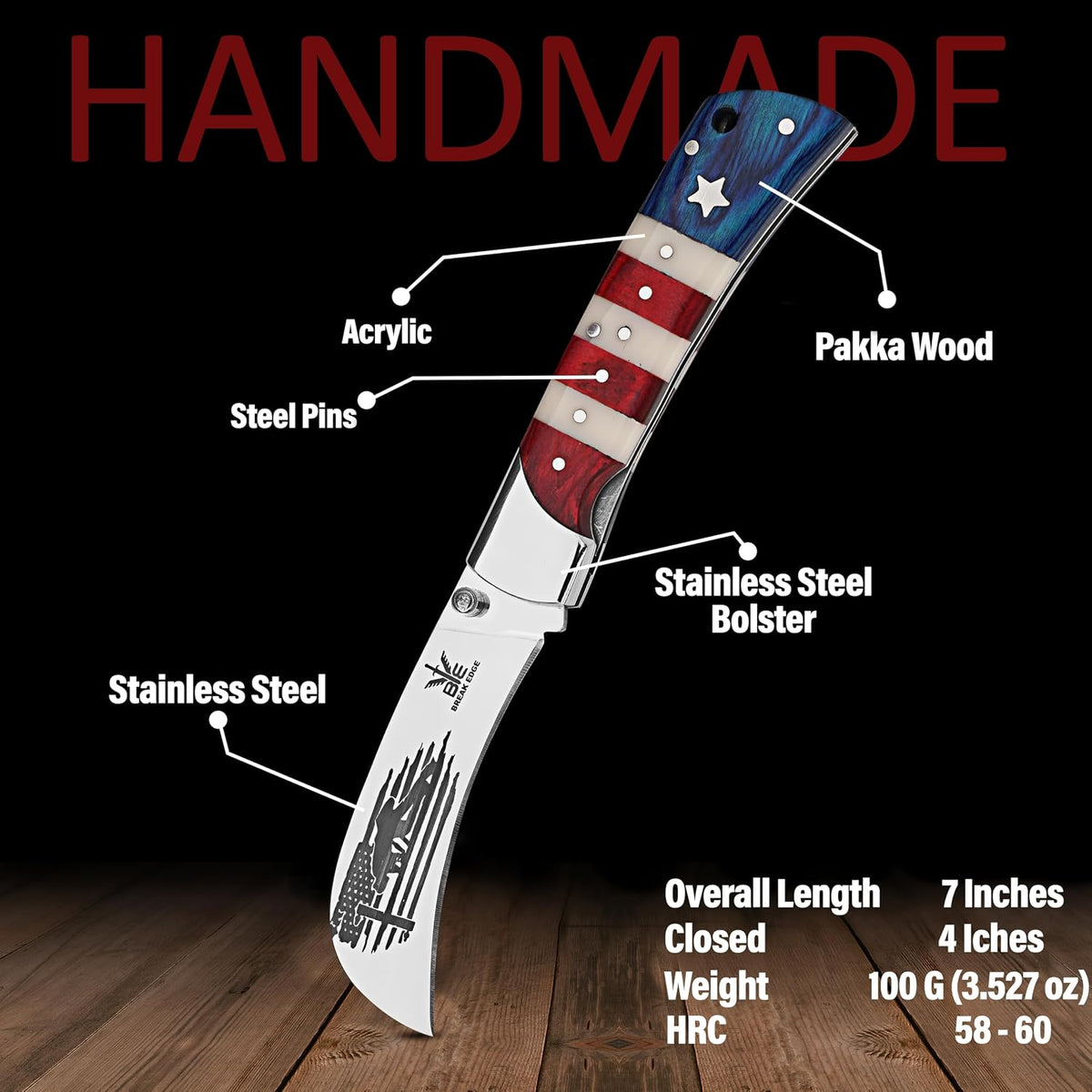 Handcrafted Damascus Steel Rus Lock Pocket Knife with, Traditional Folding Blade, Everyday carry, with leather sheath (Ram)
