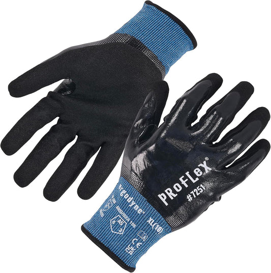 Unisex Proflex 7251 Fully Coated Nitrile Cut-resistant Gloves - Ansi/Isea 105-2016 A5, En 388 4x42d, Water-resistant, 21g