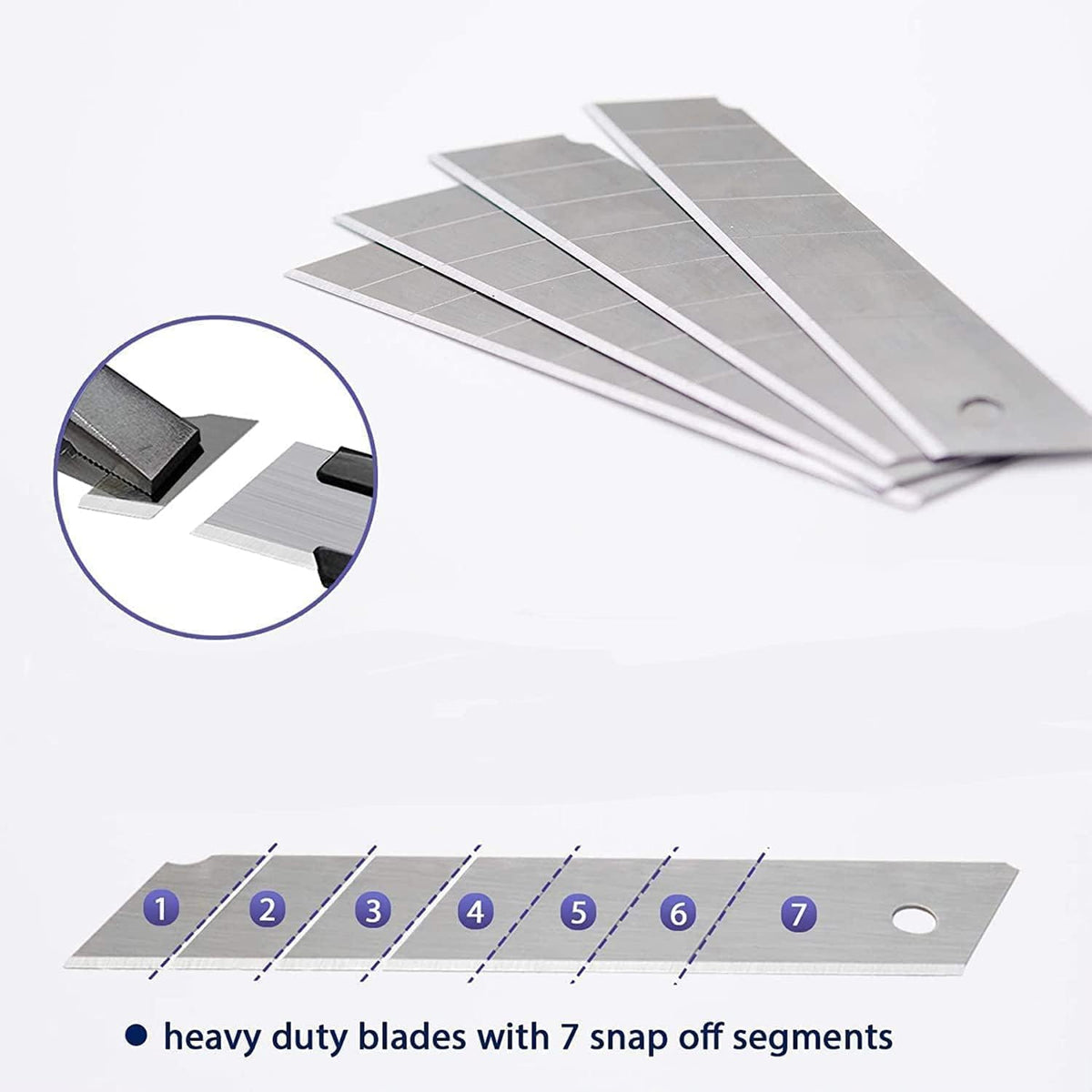 Box Cutter Retractable 25MM Long Utility Knife With 10pcs Blades Refills | Heavy Duty Exacto Knife Razor Knife Utility, Snap Off Blades Box Cutter with Rubber Grip for Cardboard, Boxes, DIY Crafts