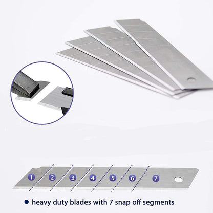 Box Cutter Retractable 25MM Long Utility Knife With 10pcs Blades Refills | Heavy Duty Exacto Knife Razor Knife Utility, Snap Off Blades Box Cutter with Rubber Grip for Cardboard, Boxes, DIY Crafts