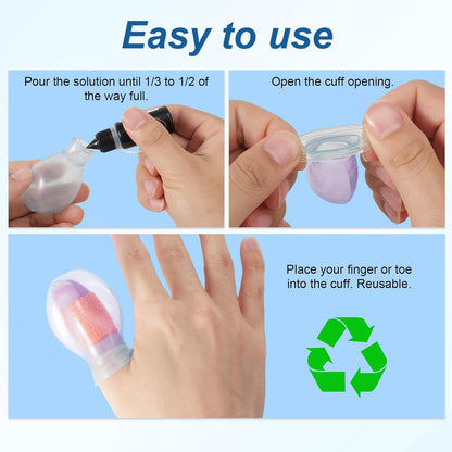 4pcs Waterproof Thumb Protector, Reusable Silicone Finger Sleeve Cover Rubber Cots with Nursing Bandage for Shower Swimming Pedicure Manicure Nail Soaking & Wound Protection Guard