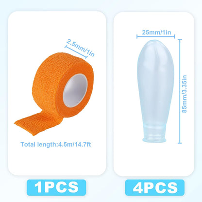 4pcs Waterproof Thumb Protector, Reusable Silicone Finger Sleeve Cover Rubber Cots with Nursing Bandage for Shower Swimming Pedicure Manicure Nail Soaking & Wound Protection Guard