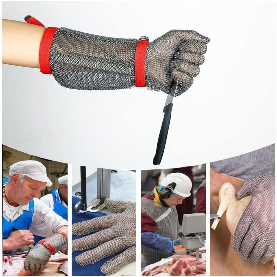 Cut Resistant Gloves Extended Arms Safety Work Stainless Steel Mesh Chainmail Gloves For Kitchen Meat Cutting