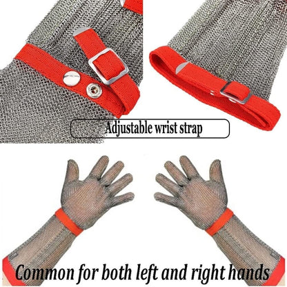 Cut Resistant Gloves Extended Arms Safety Work Stainless Steel Mesh Chainmail Gloves For Kitchen Meat Cutting