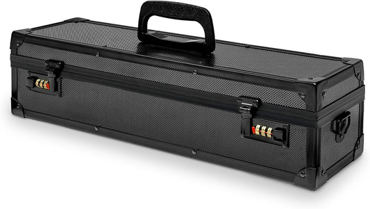 Chef’s Knife Case Aluminum Hard Case with Dual Combination Locks Cultery Carrier Portable Knife Organizer Block Holders Protectors With 8 Slots Can Hold Home Pure Black