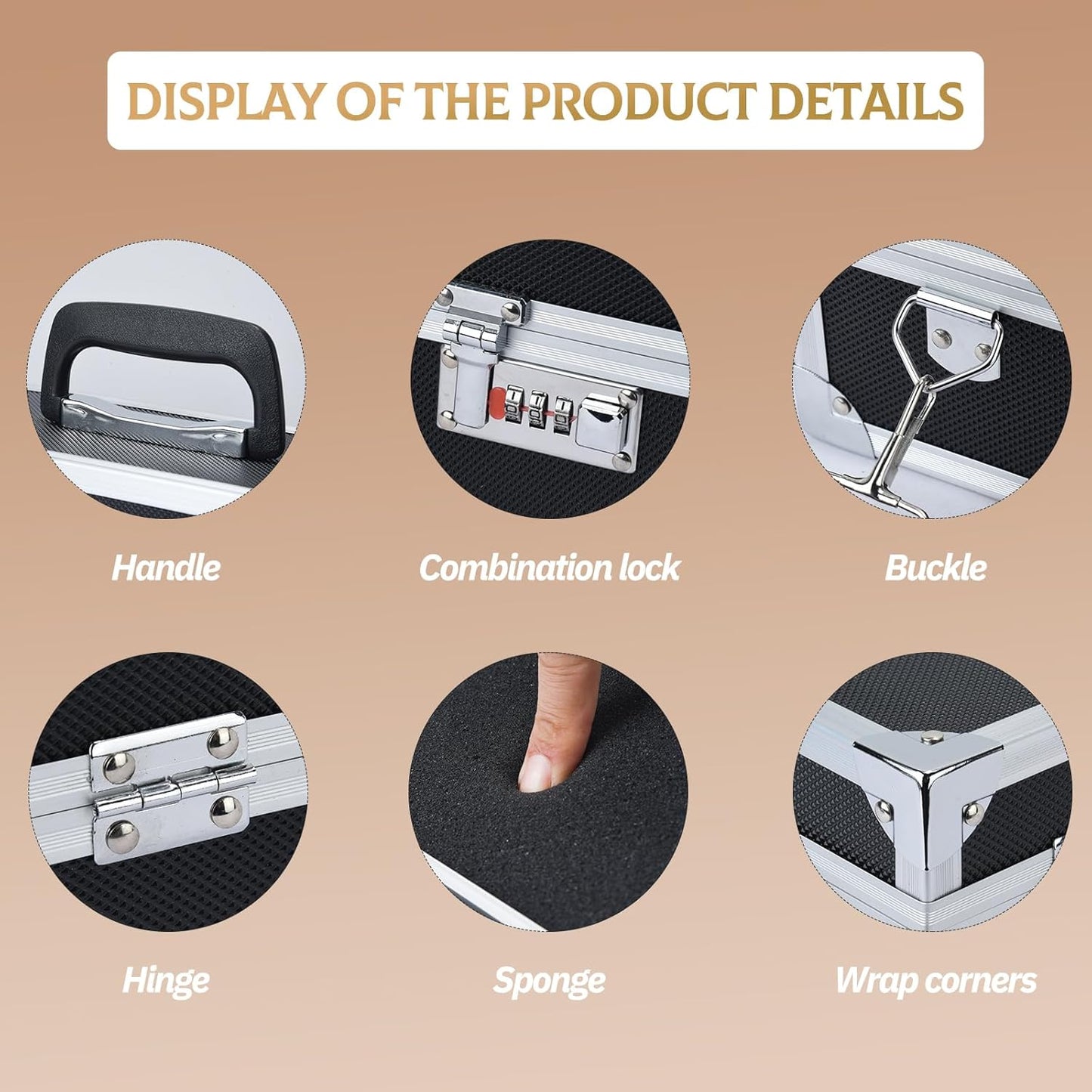 Chef’s Knife Case Aluminum Hard Case with Dual Combination Locks Cultery Carrier Portable Knife Organizer Block Holders Protectors With 8 Slots Can Hold Home Pure Black