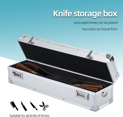 Chef’s Knife Case Aluminum Hard Case with Dual Combination Locks Cultery Carrier Portable Knife Organizer Block Holders Protectors With 8 Slots Can Hold Home Pure Black