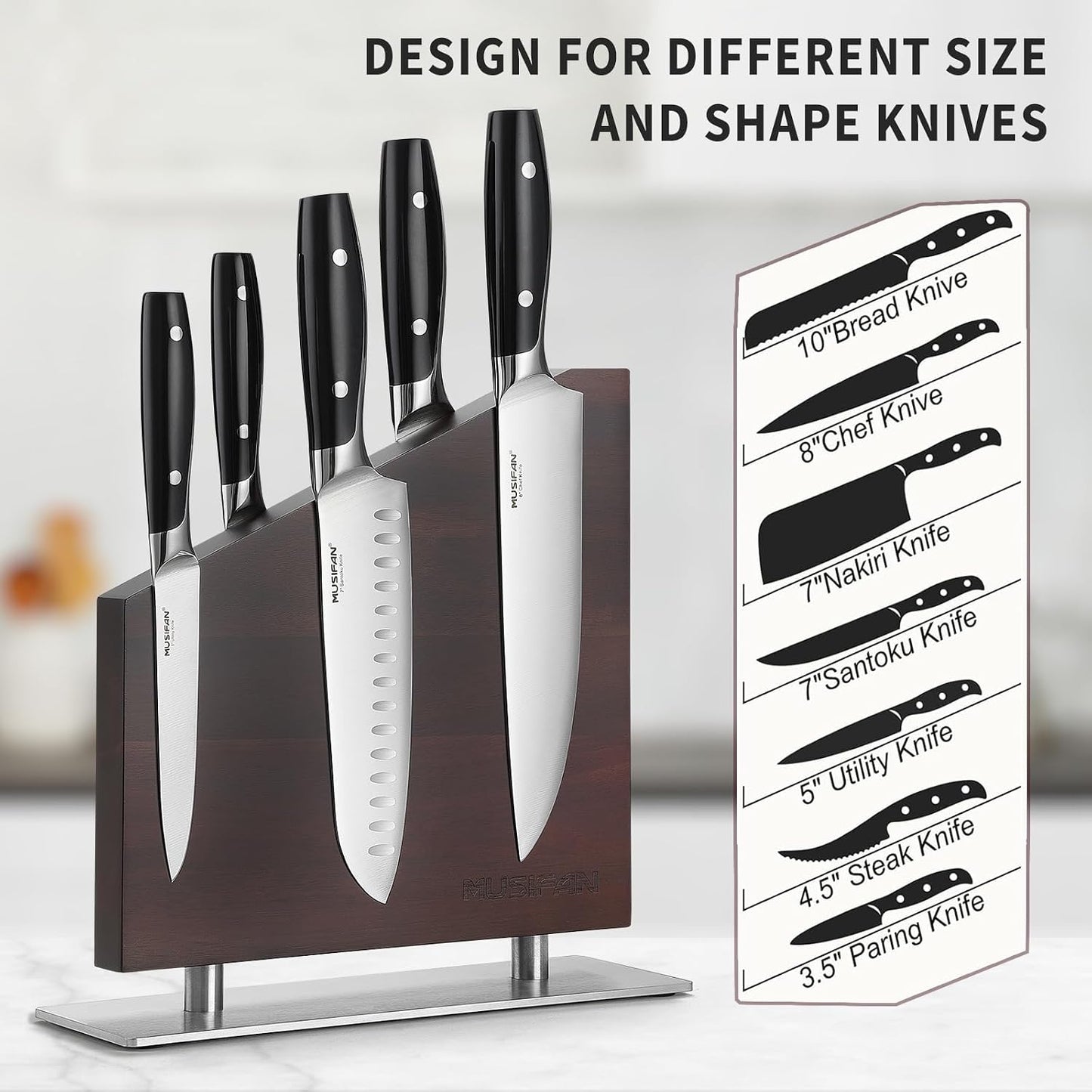 Magnetic Knife Block Without Knives,Magnetic Universal Stands with Strong Enhanced Magnets Strip Kitchen Storage Cutlery Large Organizer ，Knife Holder for Kitchen Organizer