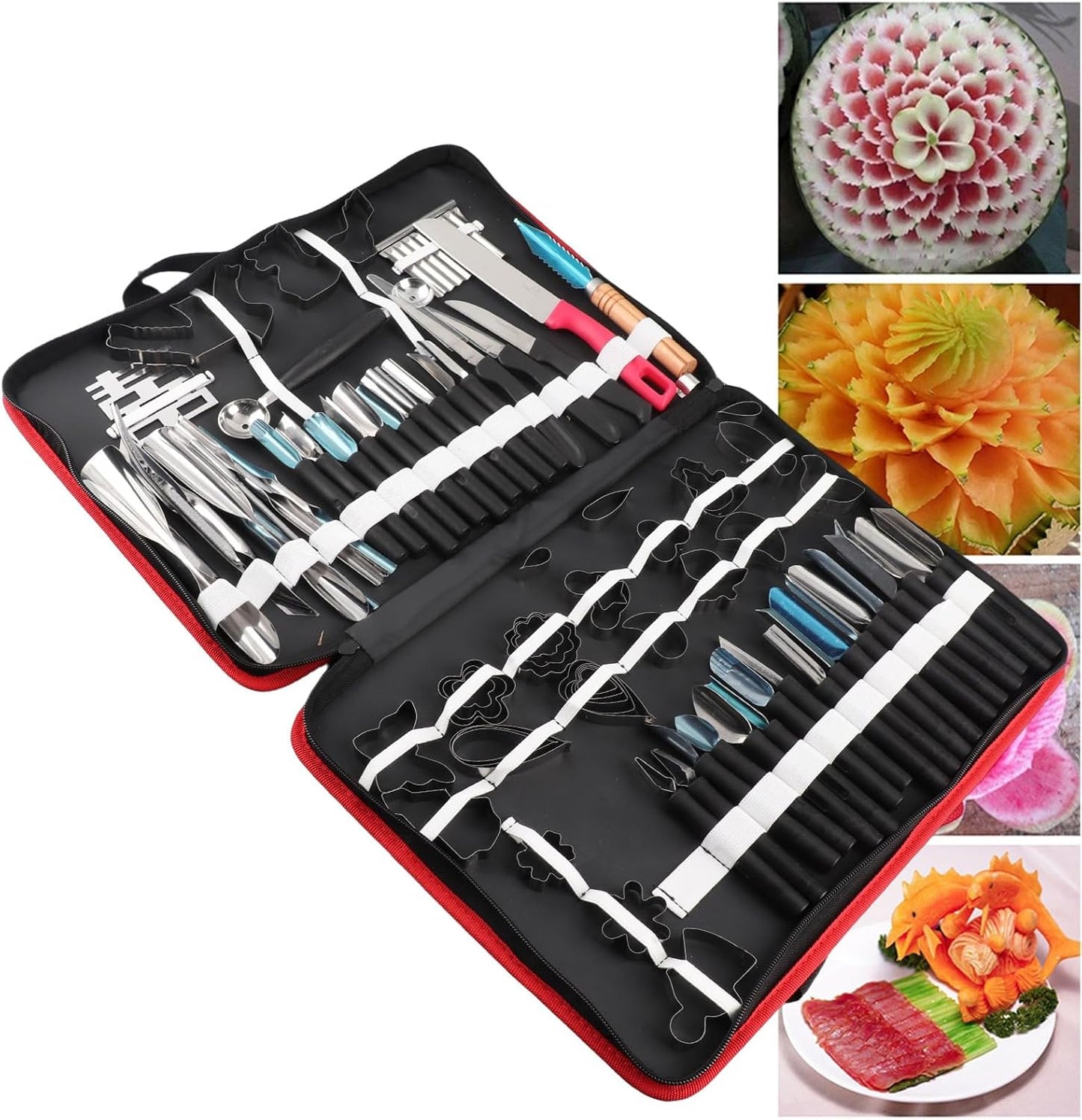 80Pcs Portable Culinary Carving Chiseling Tools Kit Food Vegetable Fruit Garnishing Peeling Cutting Tool Set For Professional Amateur Chef Kitchen Food Carving Art