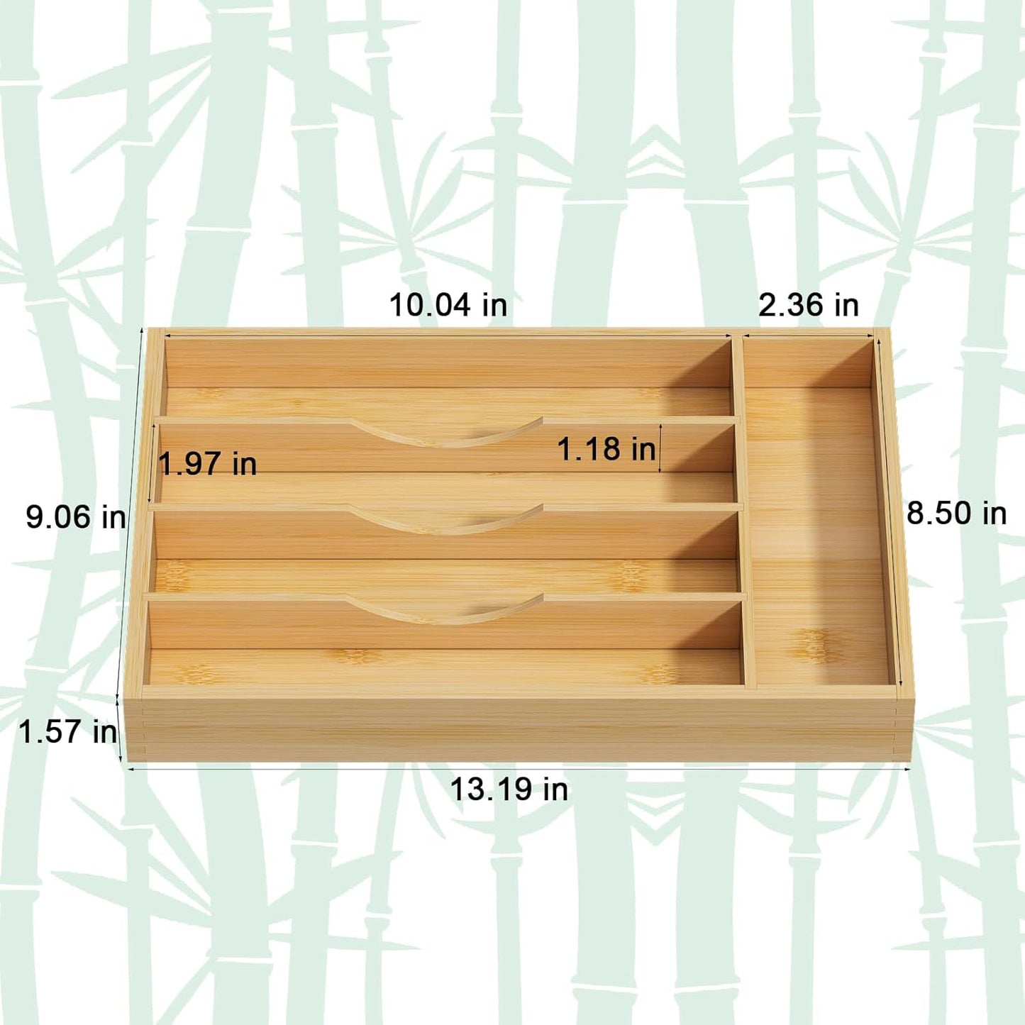 Bamboo Utensil Organizer for Kitchen Drawers, Expandable Utensil Tray and Cutlery Silverware Holder,Wood Drawer Dividers with 7 Adjustable Slots