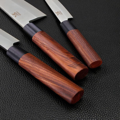 3pcs Sashimi Knives Set - Sushi Knife Set (3 in 1) - Stainless Steel - Brown