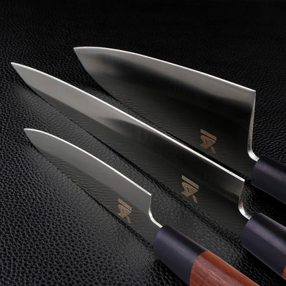 3pcs Sashimi Knives Set - Sushi Knife Set (3 in 1) - Stainless Steel - Brown