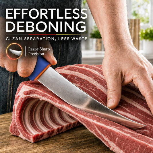 3 Pcs Butcher Knife Set, Stainless Steel Boning & Carving Knives, Sharp Kitchen Cutlery for Meat Cutting Trimming, Perfect for Home Kitchen, Outdoor Camping BBQ & Holiday Gift