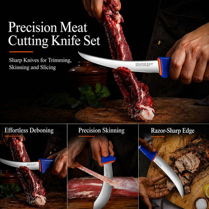 3 Pcs Butcher Knife Set, Stainless Steel Boning & Carving Knives, Sharp Kitchen Cutlery for Meat Cutting Trimming, Perfect for Home Kitchen, Outdoor Camping BBQ & Holiday Gift