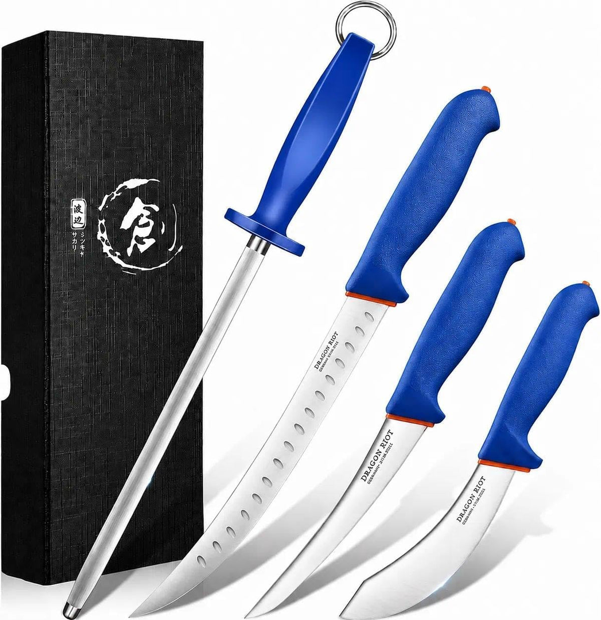 3 Pcs Butcher Knife Set, Stainless Steel Boning & Carving Knives, Sharp Kitchen Cutlery for Meat Cutting Trimming, Perfect for Home Kitchen, Outdoor Camping BBQ & Holiday Gift