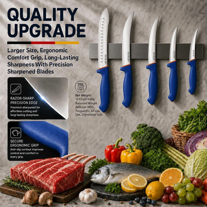 3 Pcs Butcher Knife Set, Stainless Steel Boning & Carving Knives, Sharp Kitchen Cutlery for Meat Cutting Trimming, Perfect for Home Kitchen, Outdoor Camping BBQ & Holiday Gift