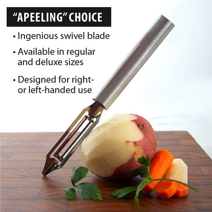 Deluxe Vegetable Peeler (R141), Silver Handle | 2" Stainless Steel Swiveling Blade, Silver Cast Aluminum Handle