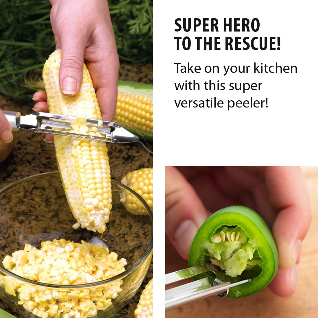 Deluxe Vegetable Peeler (R141), Silver Handle | 2" Stainless Steel Swiveling Blade, Silver Cast Aluminum Handle