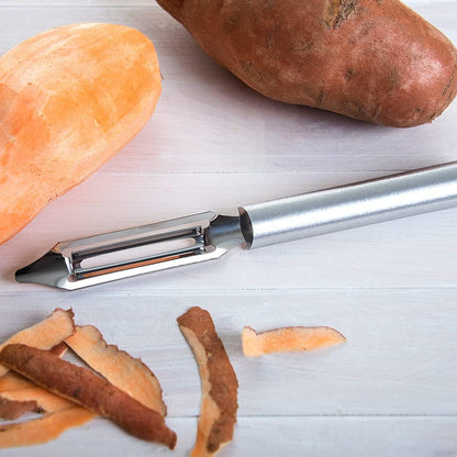 Deluxe Vegetable Peeler (R141), Silver Handle | 2" Stainless Steel Swiveling Blade, Silver Cast Aluminum Handle