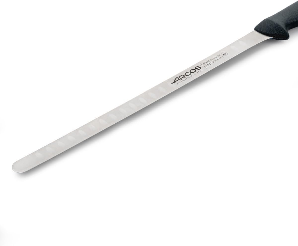 Salmon Knife/Fish Knife 12 Inch Nitrum Stainless Steel and 300 mm blade. Ergonomic Polypropylene Handle. Series 2900. Features different handle colors to make it easier. Color Red.