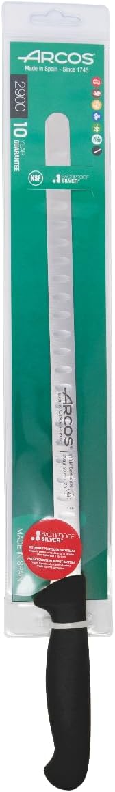 Salmon Knife/Fish Knife 12 Inch Nitrum Stainless Steel and 300 mm blade. Ergonomic Polypropylene Handle. Series 2900. Features different handle colors to make it easier. Color Red.