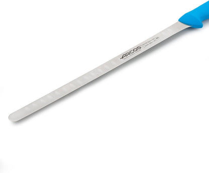 Salmon Knife/Fish Knife 12 Inch Nitrum Stainless Steel and 300 mm blade. Ergonomic Polypropylene Handle. Series 2900. Features different handle colors to make it easier. Color Red.