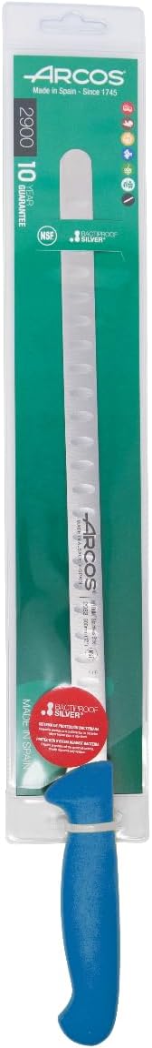 Salmon Knife/Fish Knife 12 Inch Nitrum Stainless Steel and 300 mm blade. Ergonomic Polypropylene Handle. Series 2900. Features different handle colors to make it easier. Color Red.