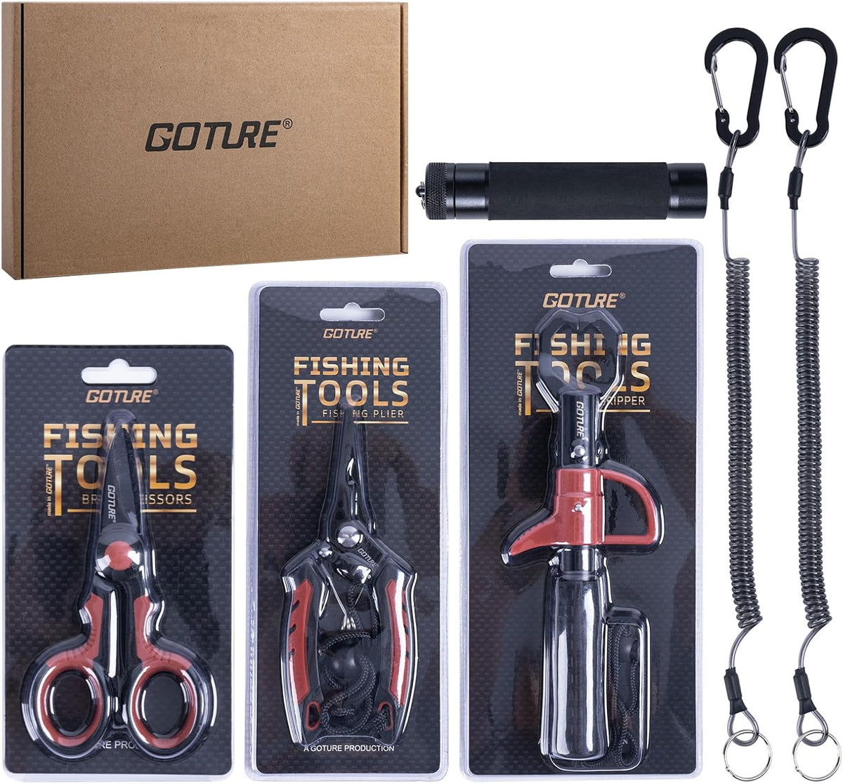 Fishing Tool Kit,Saltwater Gear Set,Red/Pink,Gifts for Men/Women | Fishing Pliers,Fillet Knife with Sheath, Fish Lip Gripper,Fish Hook Remover,Lanyard, Scissors,Sharpener,Stainless Steel Soap