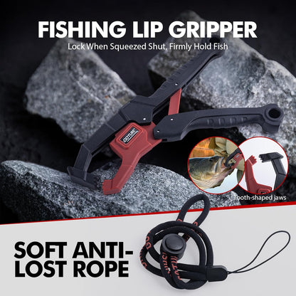 Fishing Tool Kit,Saltwater Gear Set,Red/Pink,Gifts for Men/Women | Fishing Pliers,Fillet Knife with Sheath, Fish Lip Gripper,Fish Hook Remover,Lanyard, Scissors,Sharpener,Stainless Steel Soap