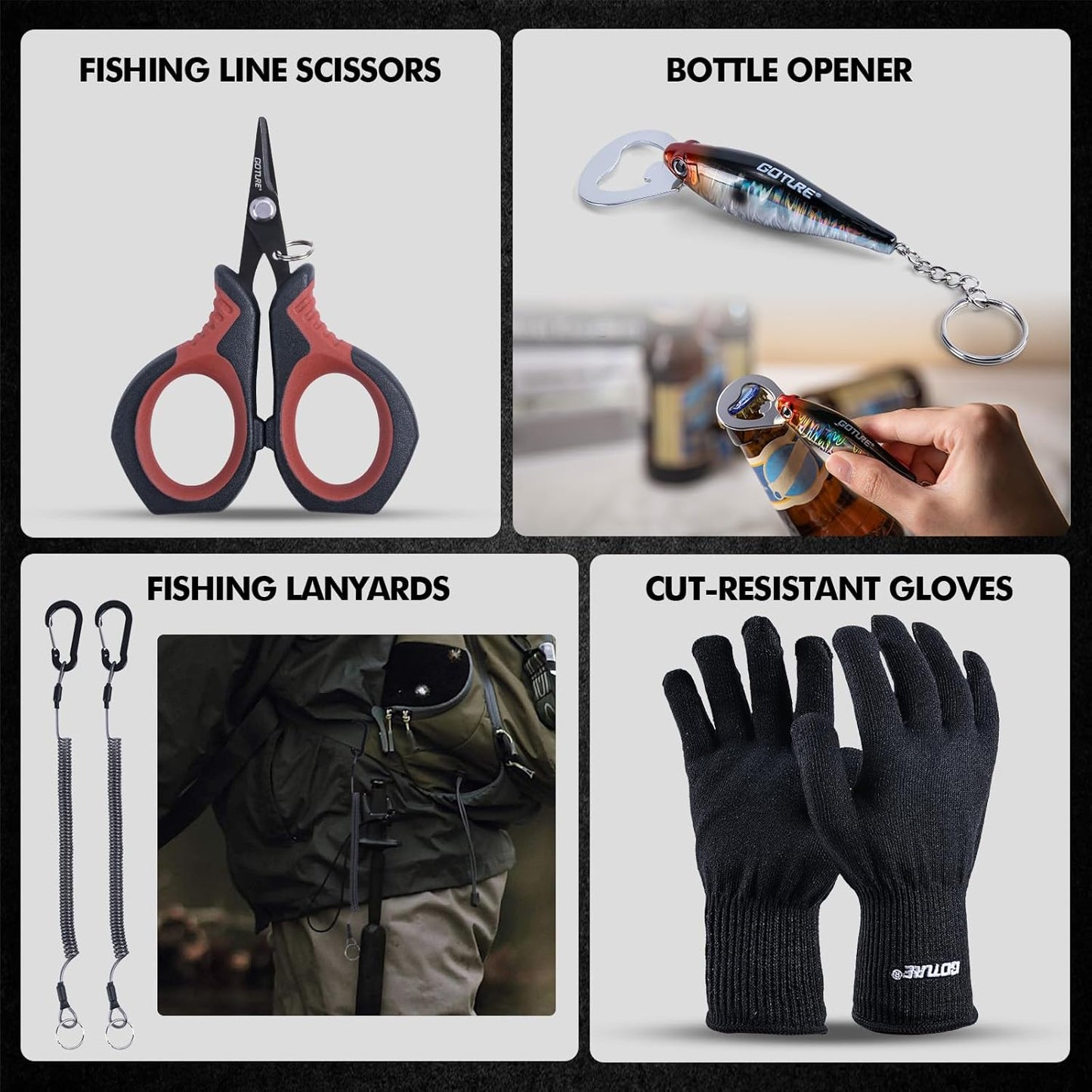 Fishing Tool Kit,Saltwater Gear Set,Red/Pink,Gifts for Men/Women | Fishing Pliers,Fillet Knife with Sheath, Fish Lip Gripper,Fish Hook Remover,Lanyard, Scissors,Sharpener,Stainless Steel Soap