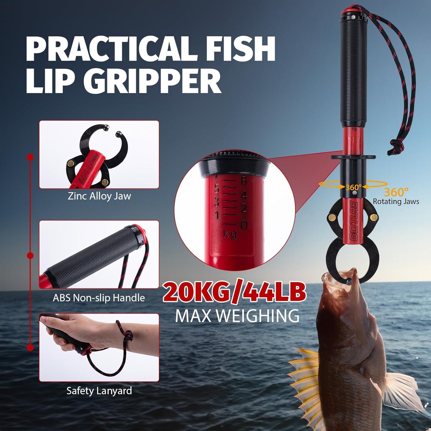 Fishing Tool Kit,Saltwater Gear Set,Red/Pink,Gifts for Men/Women | Fishing Pliers,Fillet Knife with Sheath, Fish Lip Gripper,Fish Hook Remover,Lanyard, Scissors,Sharpener,Stainless Steel Soap