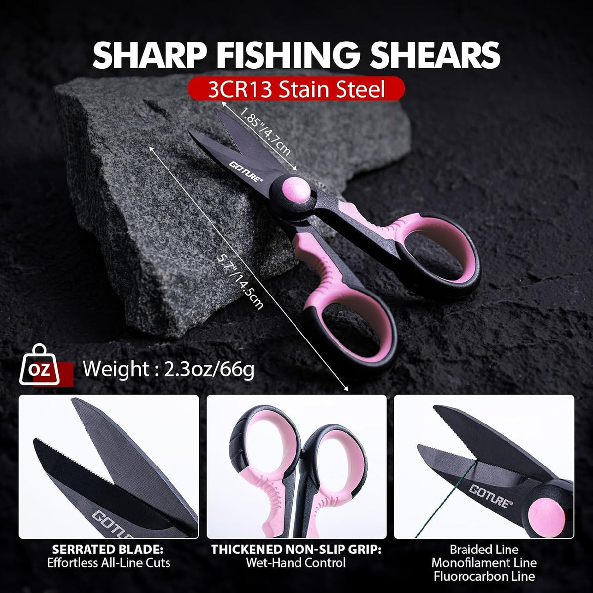 Fishing Tool Kit,Saltwater Gear Set,Red/Pink,Gifts for Men/Women | Fishing Pliers,Fillet Knife with Sheath, Fish Lip Gripper,Fish Hook Remover,Lanyard, Scissors,Sharpener,Stainless Steel Soap