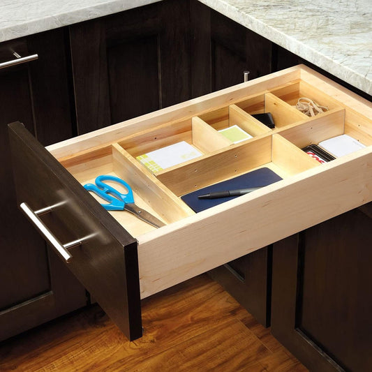 Customizable Drop-In Kitchen Drawer Organizer Kit for Large Utensils, Knick Knacks, & Cutlery Organization w/Adjusdable Clips, LD-4CT15-1