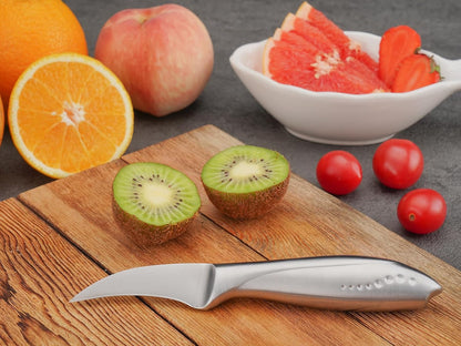 2.5 Inch Birds Beak Paring Knife, Sharp High Carbon Stainless Steel Curved Blade for Fruit and Vegetable Peeling Garnishing Cutting – Silver