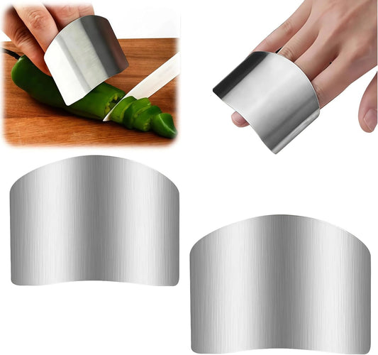 Stainless Steel Finger Guard, Universal Fit Adjustable Finger Guard Protector Finger Guards for Cutting Food, Premium Slicing Tool for Chopping, Dicing, and Kitchen Food Prep (2 Pcs)