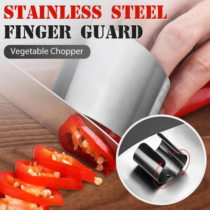 Stainless Steel Finger Guard, Universal Fit Adjustable Finger Guard Protector Finger Guards for Cutting Food, Premium Slicing Tool for Chopping, Dicing, and Kitchen Food Prep (2 Pcs)
