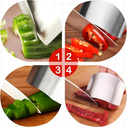 Stainless Steel Finger Guard, Universal Fit Adjustable Finger Guard Protector Finger Guards for Cutting Food, Premium Slicing Tool for Chopping, Dicing, and Kitchen Food Prep (2 Pcs)