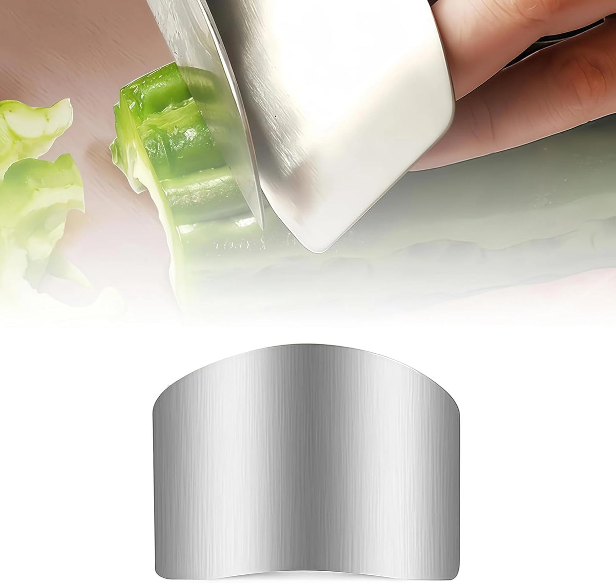 Stainless Steel Finger Guard, Universal Fit Adjustable Finger Guard Protector Finger Guards for Cutting Food, Premium Slicing Tool for Chopping, Dicing, and Kitchen Food Prep (2 Pcs)