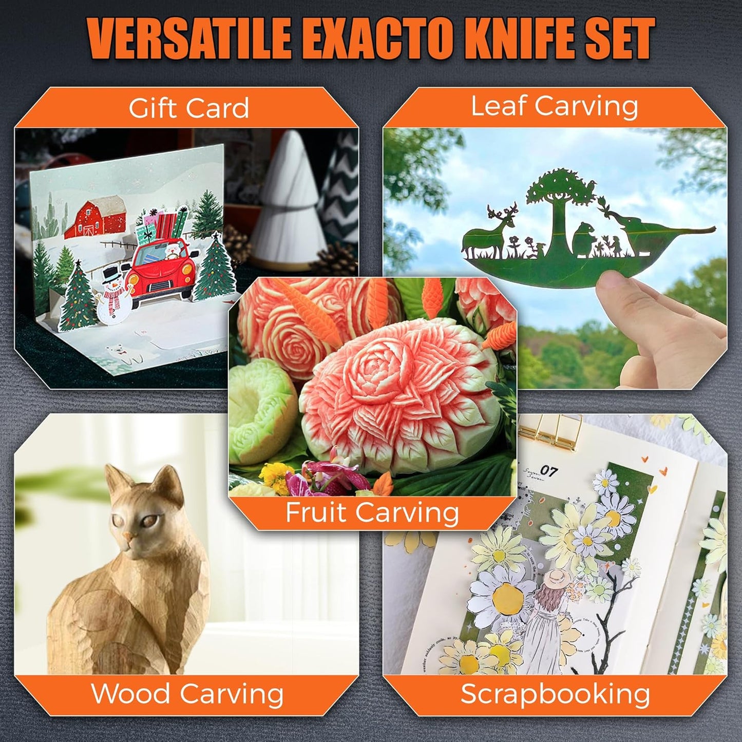 18Piece Exacto Knife Set, 4 Craft Knife with 14pcs SK5 Steel Blades, Precision Hobby Knife for Carving, Scrapbooking, Modeling, DIY, Art Projects