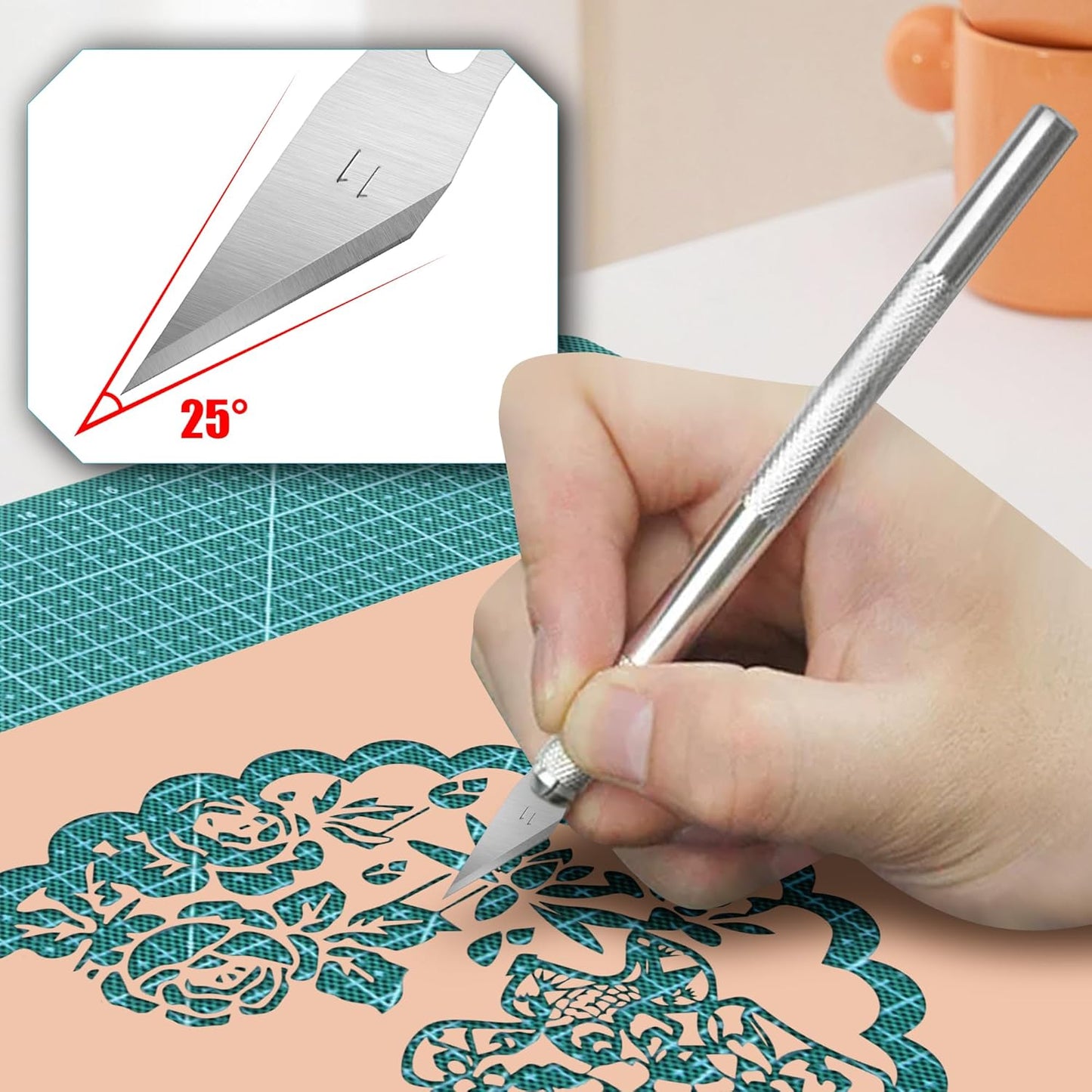 18Piece Exacto Knife Set, 4 Craft Knife with 14pcs SK5 Steel Blades, Precision Hobby Knife for Carving, Scrapbooking, Modeling, DIY, Art Projects