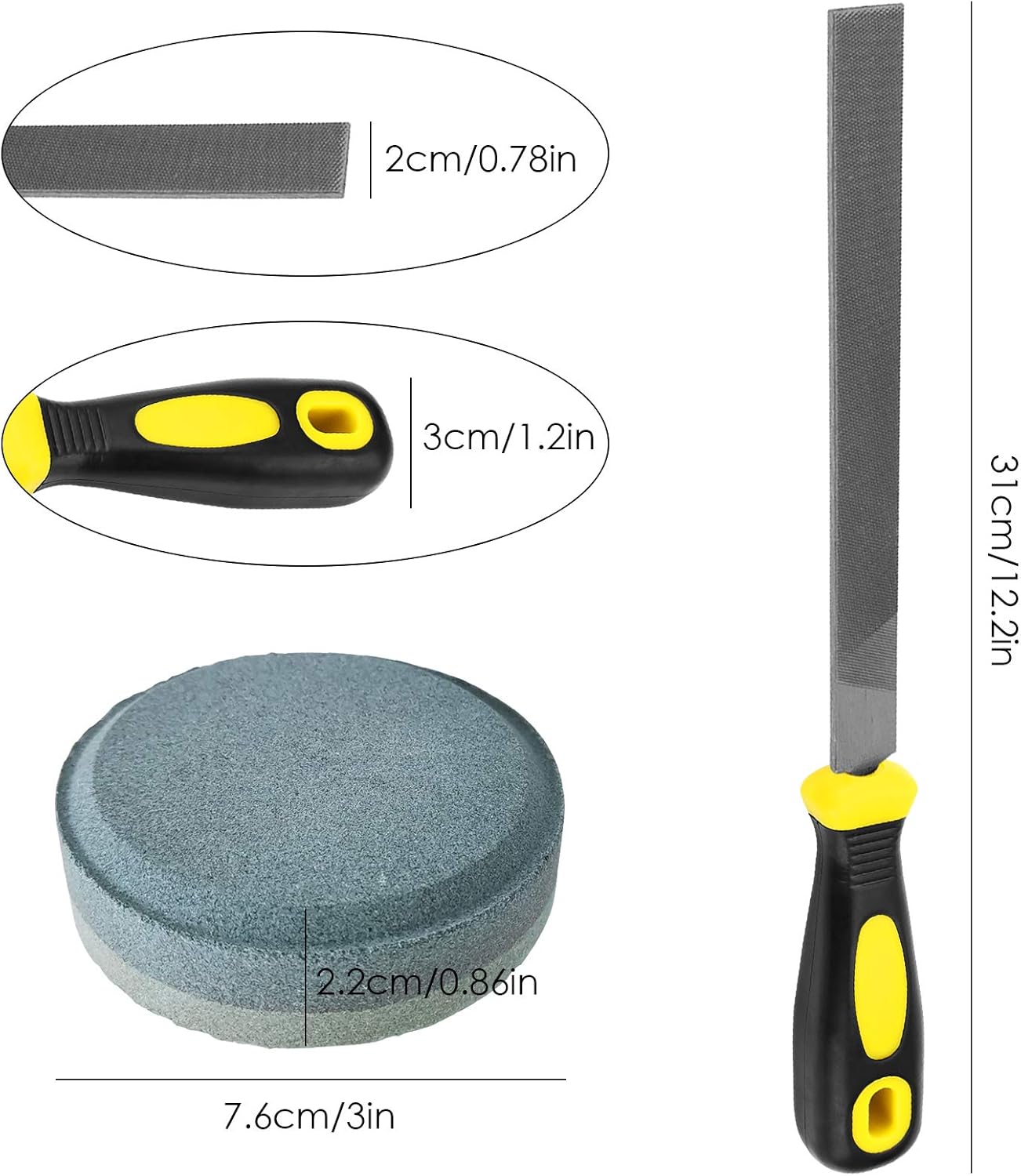 Set of 2 Dual Grit Multi-Purpose Sharpener and Rectangular Cut Axe File, Waterstone Sharpener and sharpening file