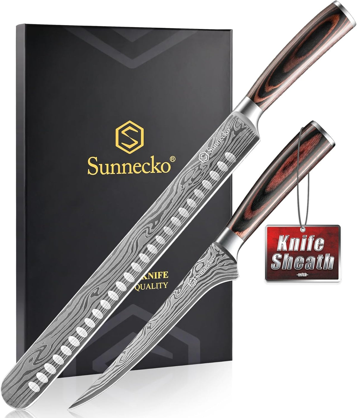 Professional BBQ Carving Knife Set, Slicing and Boning Knife for Meat Cutting,German High Carbon Stainless Steel Carving Knife for Meat and Turkey.